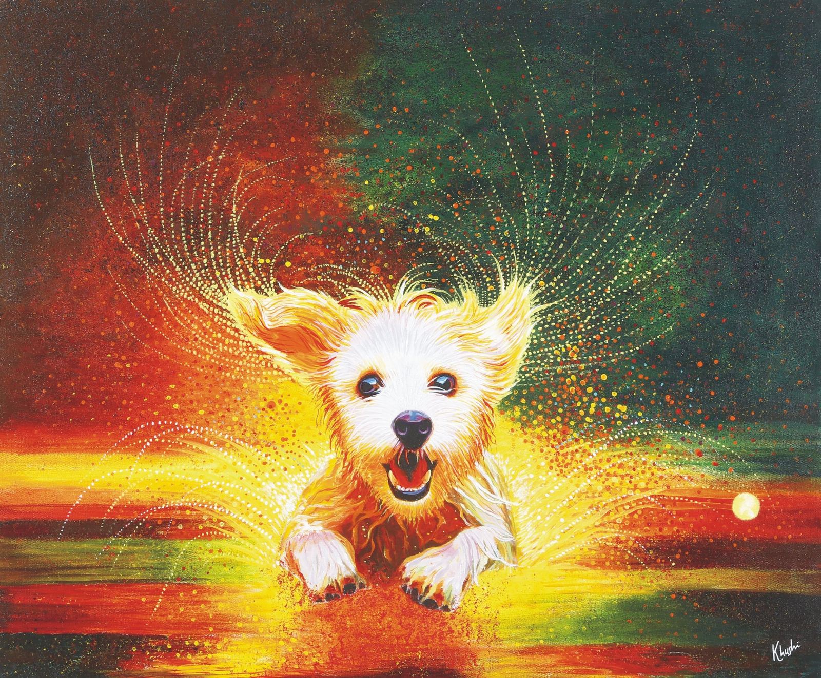 Splash of Happiness — original Oil & Acrylic on Canvas, 30" × 36", by Dubai artist Khushi Dhawan